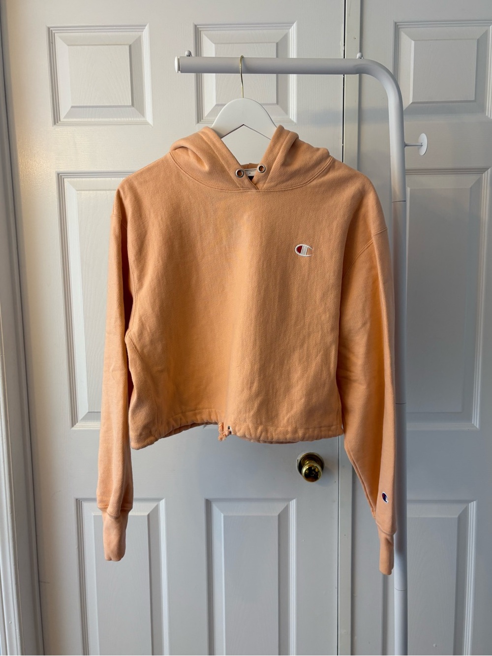 Champion Peach Cropped Pullover Hoodie Size Medium Cotton - Picture 8 of 12